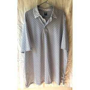 Pro Tour Dog Print Patterned Polo - Blue & White Design - Size 2XLT - Coolplay